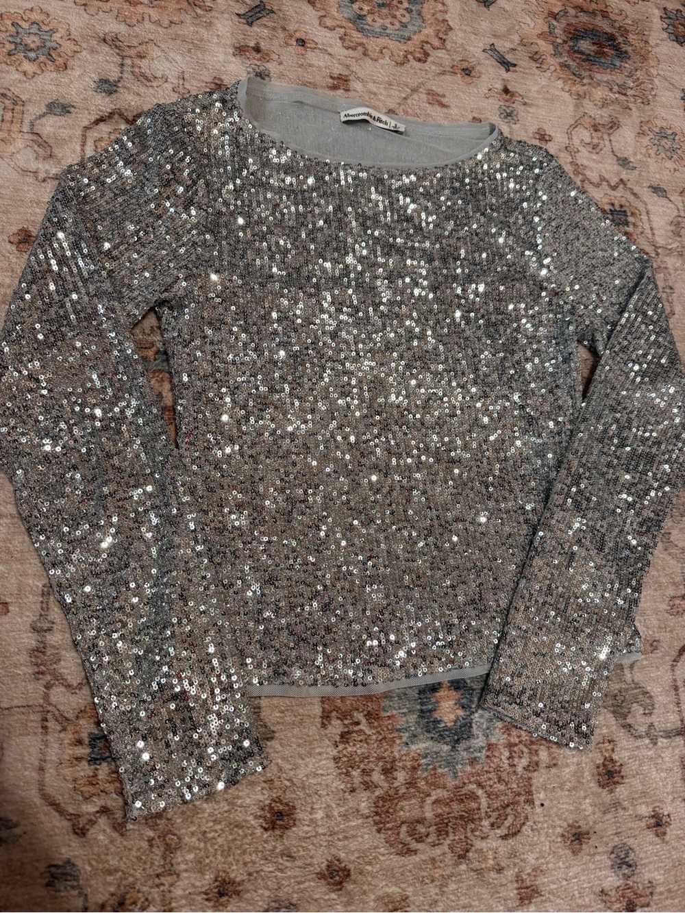 Abercrombie & Fitch Silver Sequin Top